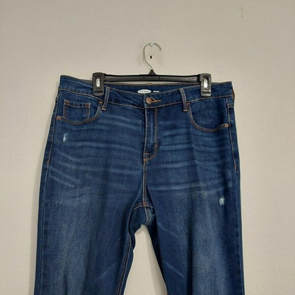 Old Navy Straight Leg Jeans Women's 14 Reg Medium Wash Blue Mid Rise Distressed - Picture 2 of 9